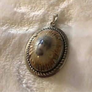 White & Tan Shell Pendant